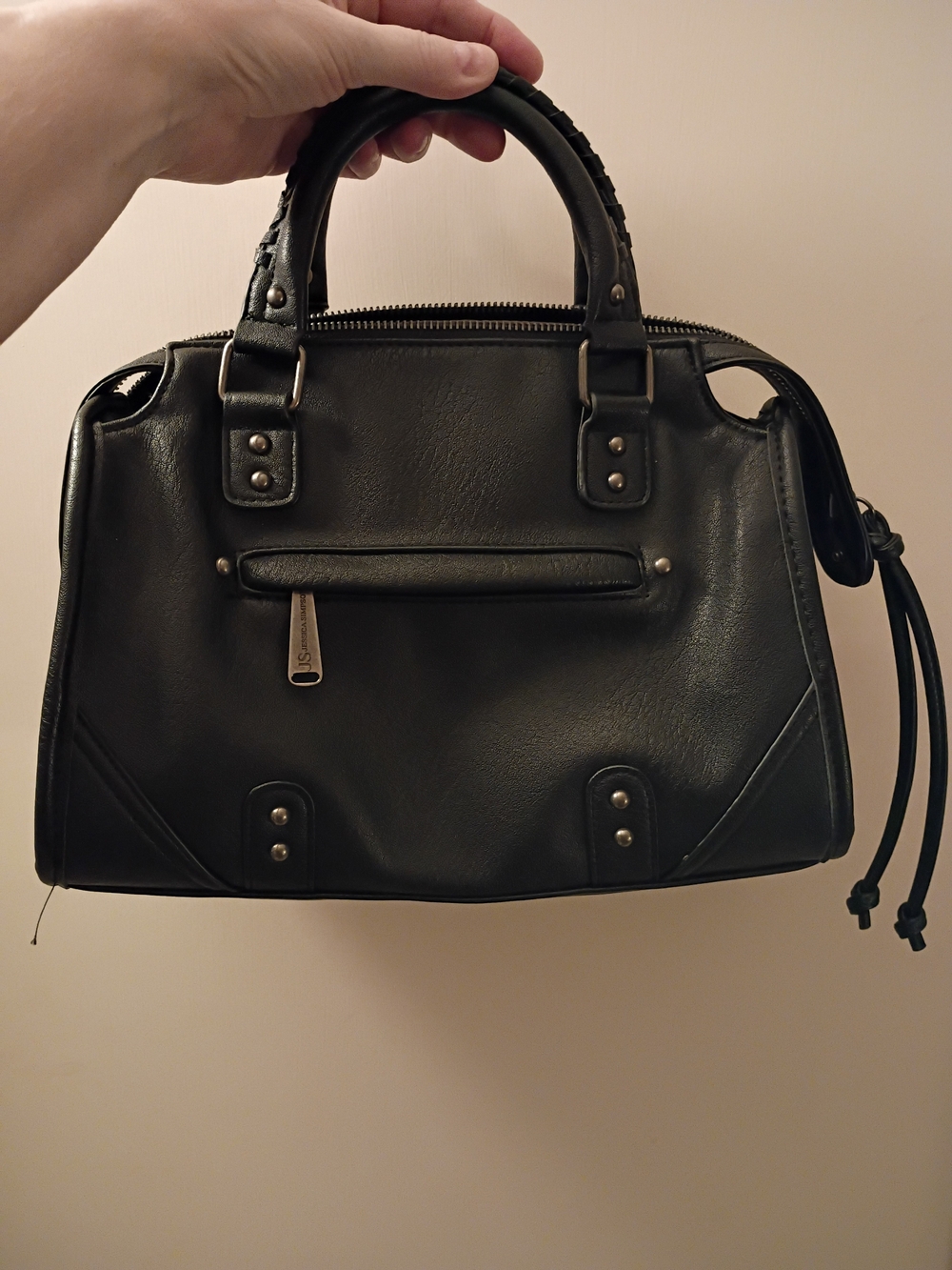 Jessica Simpson Black Structured Satchel with Top Handles